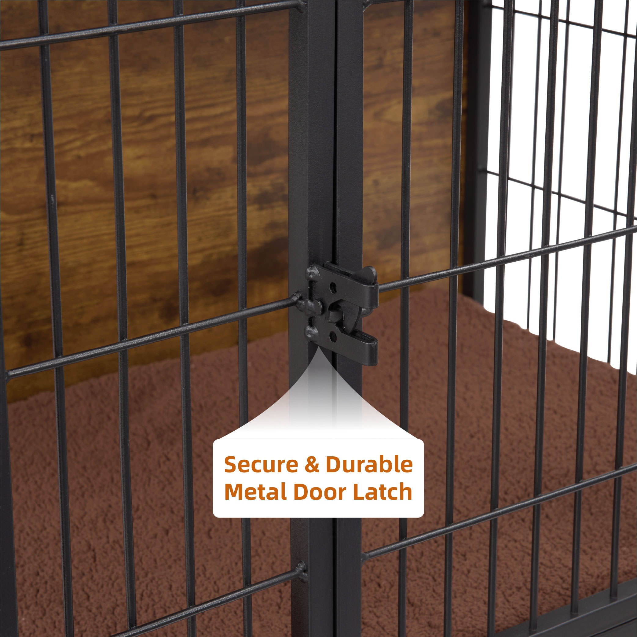 Dog Crate Furniture With Cushion, Wooden Dog Kennel Furniture, Heavy Duty Dog Cage, 40" Dog Kennel With Double Doors, Dog Crates For Large Dogs, Rustic Brown, L_voghion.com